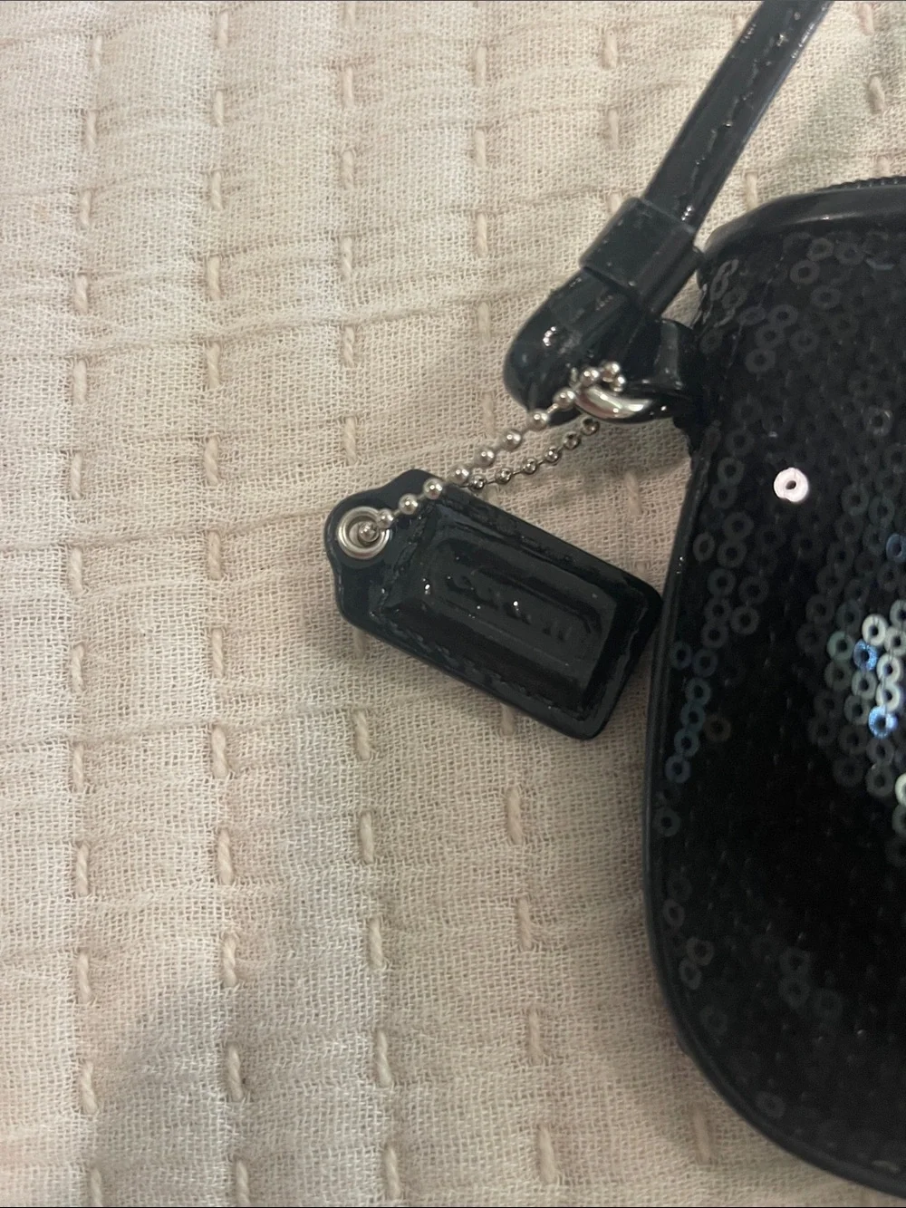 Coach Black Sequin Wristlet Clutch